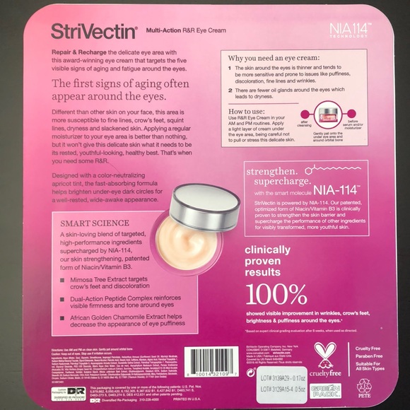 StriVectin Eye Cream 0.5 fl oz + 0.17 fl oz NWT - Picture 2 of 2